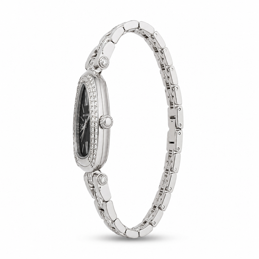 Noir Crystal Oval Silver Watch