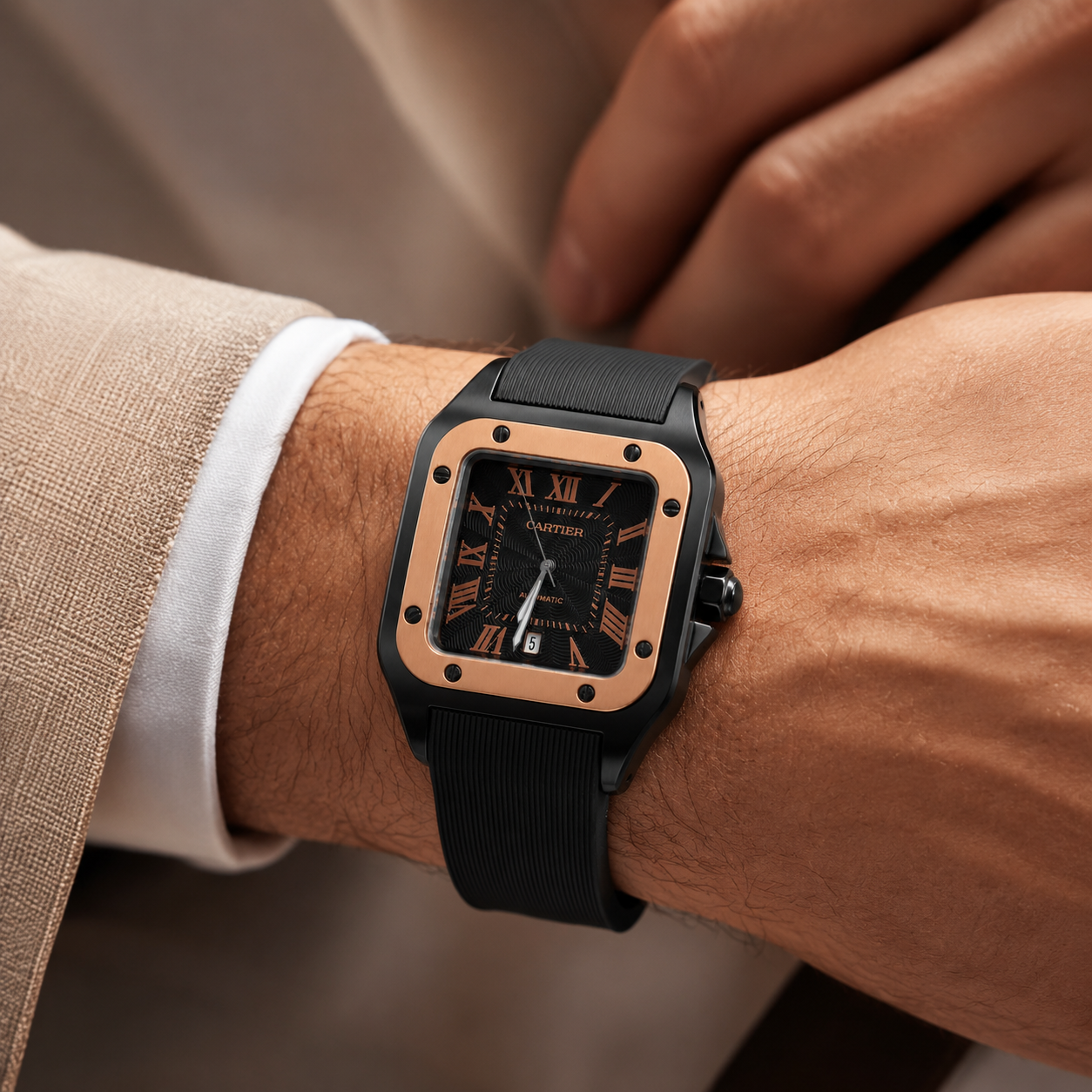 Cartier Santos Rubber Strap - Black