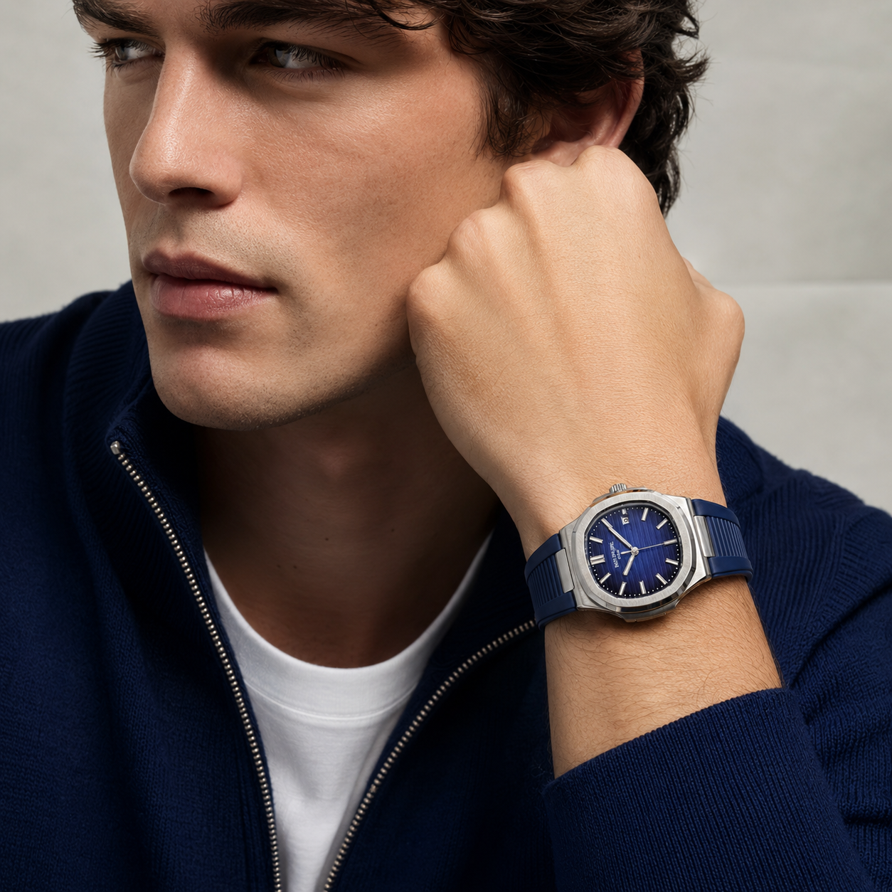 Patek Philippe Nautilus Rubber Strap - Navy Blue