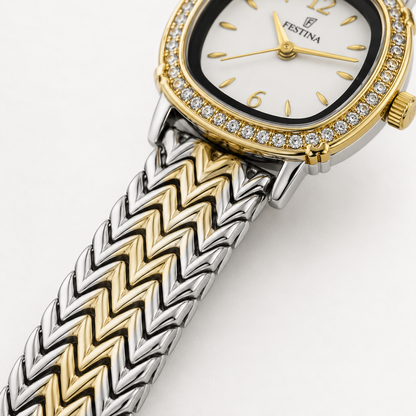 Festina Two-Tone Crystal Chevron Watch