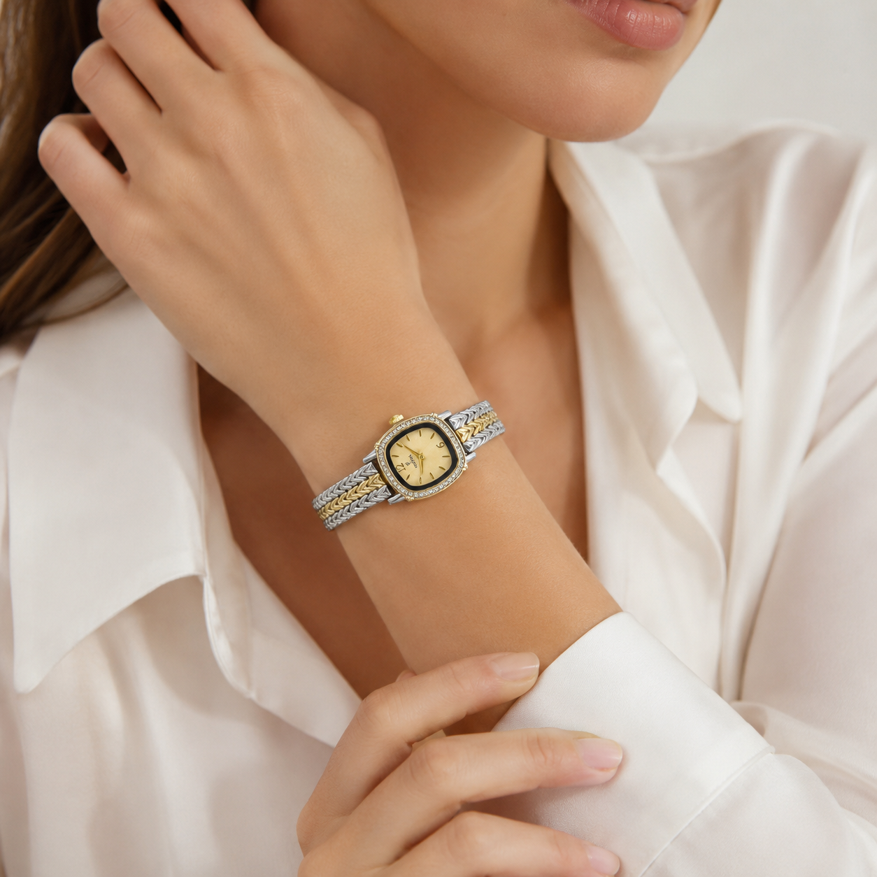 Festina Gold Dial Crystal Chevron Watch