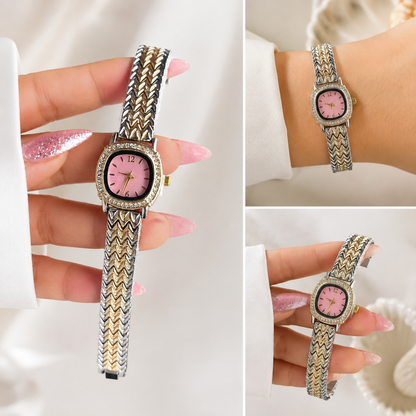Festina Pink Dial Crystal Chevron Watch