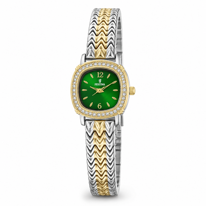 Festina Emerald Green Crystal Chevron Watch