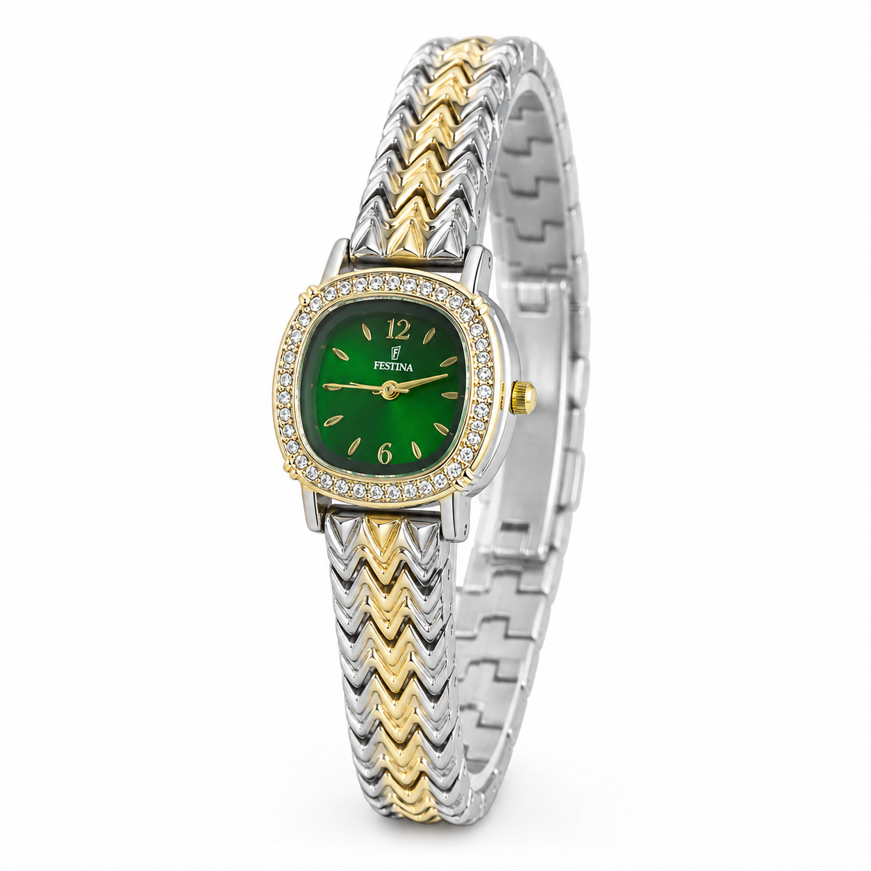 Festina Emerald Green Crystal Chevron Watch