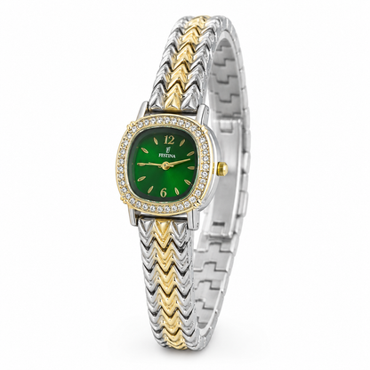 Festina Emerald Green Crystal Chevron Watch