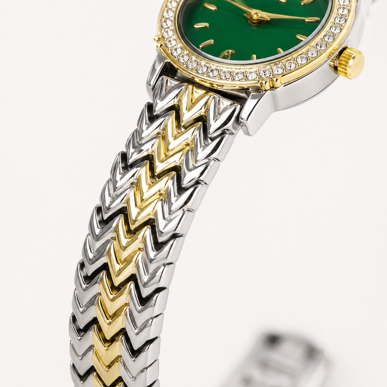 Festina Emerald Green Crystal Chevron Watch