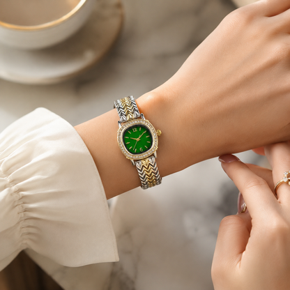 Festina Emerald Green Crystal Chevron Watch