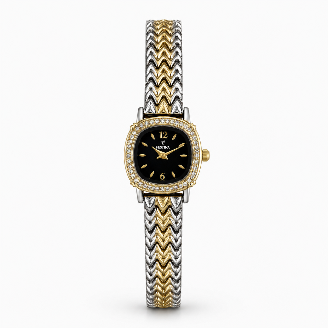 Festina Black Dial Crystal Chevron Watch