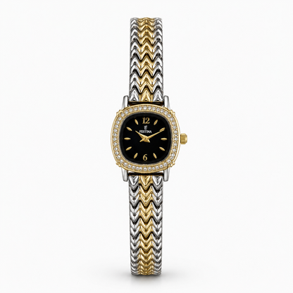 Festina Black Dial Crystal Chevron Watch