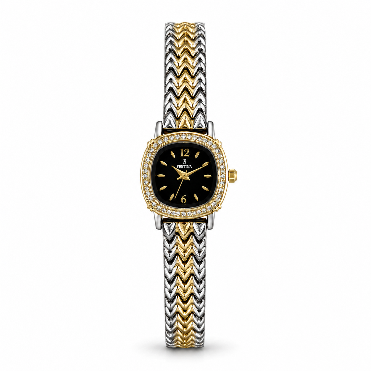Festina Black Dial Crystal Chevron Watch
