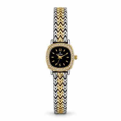 Festina Black Dial Crystal Chevron Watch