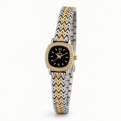 Festina Black Dial Crystal Chevron Watch