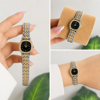 Festina Black Dial Crystal Chevron Watch