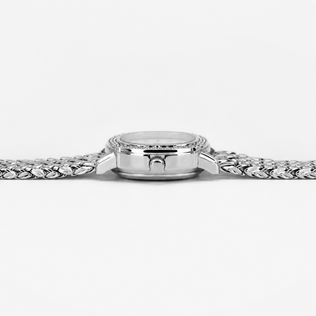 Festina Silver-Tone Crystal Chevron Bracelet Watch – White Dial