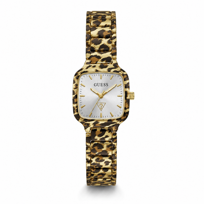 Guess Women's Leopard Print Gold-Tone Analog Watch