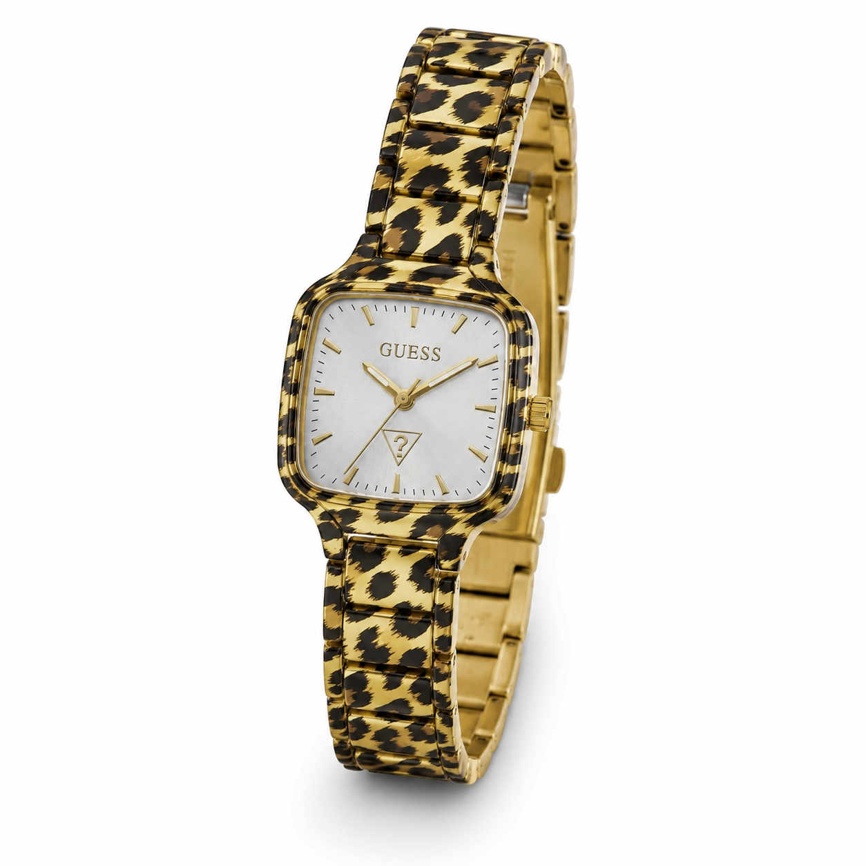 Guess Women's Leopard Print Gold-Tone Analog Watch