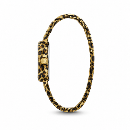 Guess Women's Leopard Print Gold-Tone Analog Watch