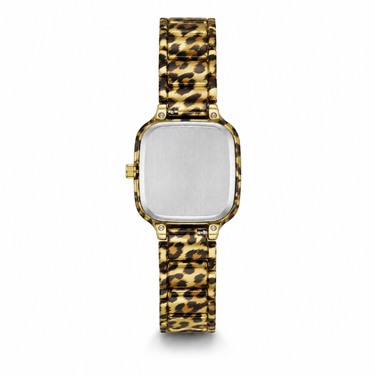 Guess Women's Leopard Print Gold-Tone Analog Watch