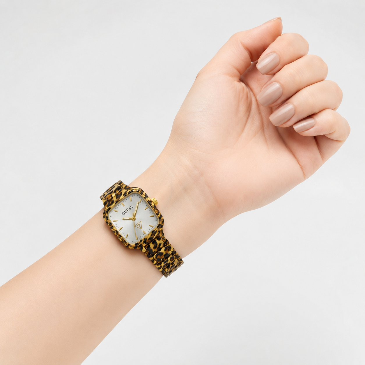 Guess Women's Leopard Print Gold-Tone Analog Watch