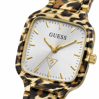 Guess Women's Leopard Print Gold-Tone Analog Watch