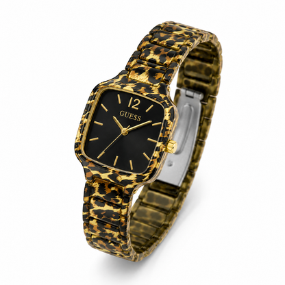 Guess Women's Leopard Print Black Dial