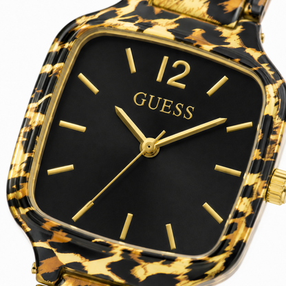 Guess Women's Leopard Print Black Dial