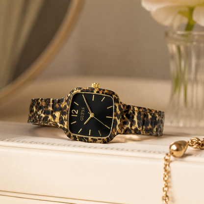 Guess Women's Leopard Print Black Dial