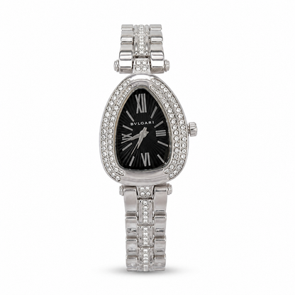 Noir Crystal Oval Silver Watch