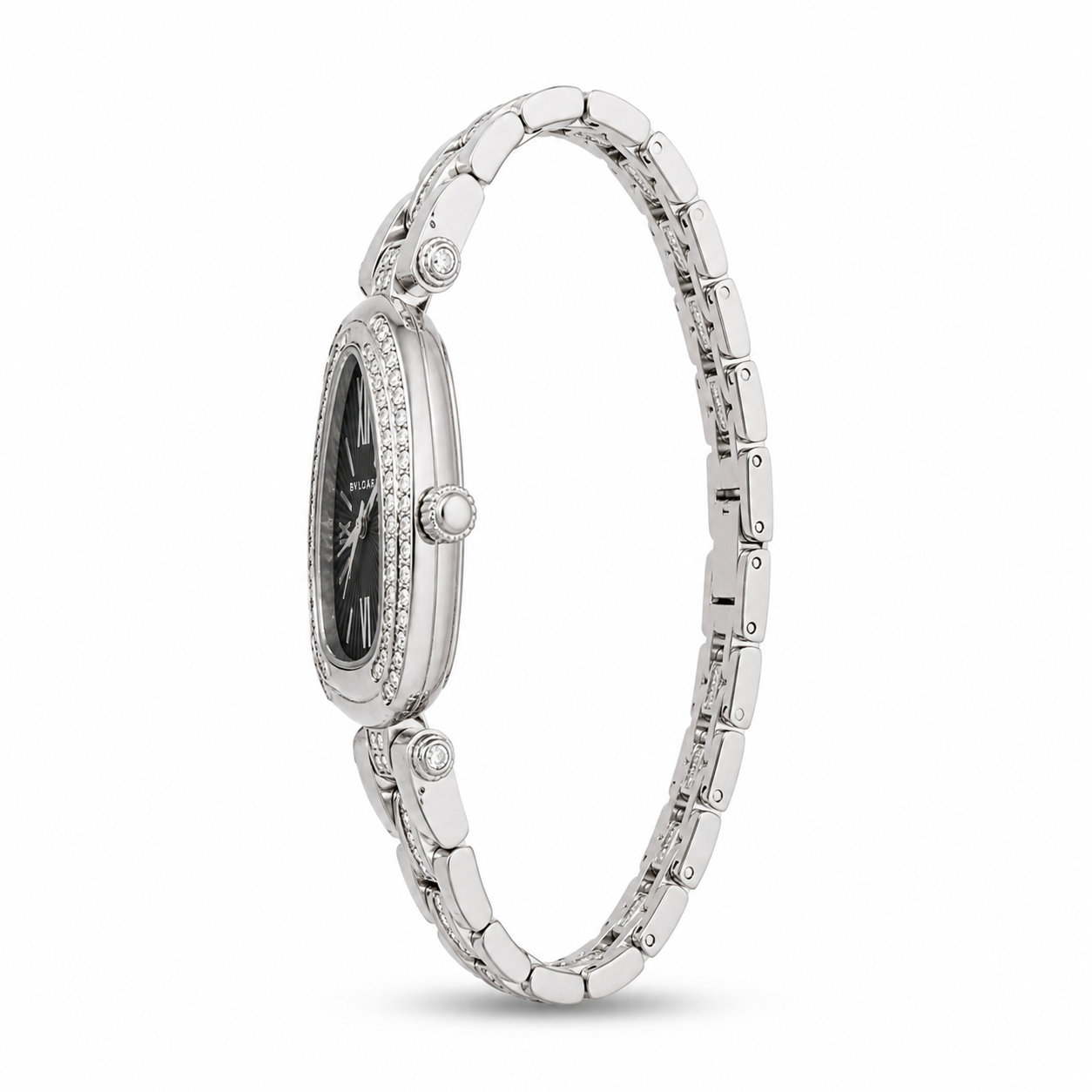 Noir Crystal Oval Silver Watch