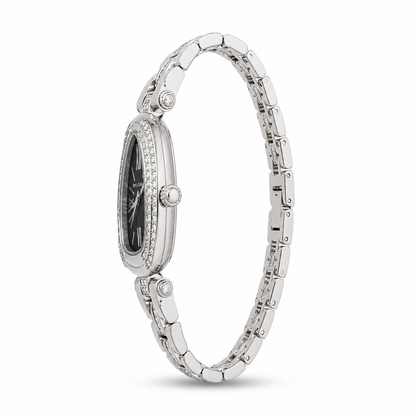 Noir Crystal Oval Silver Watch