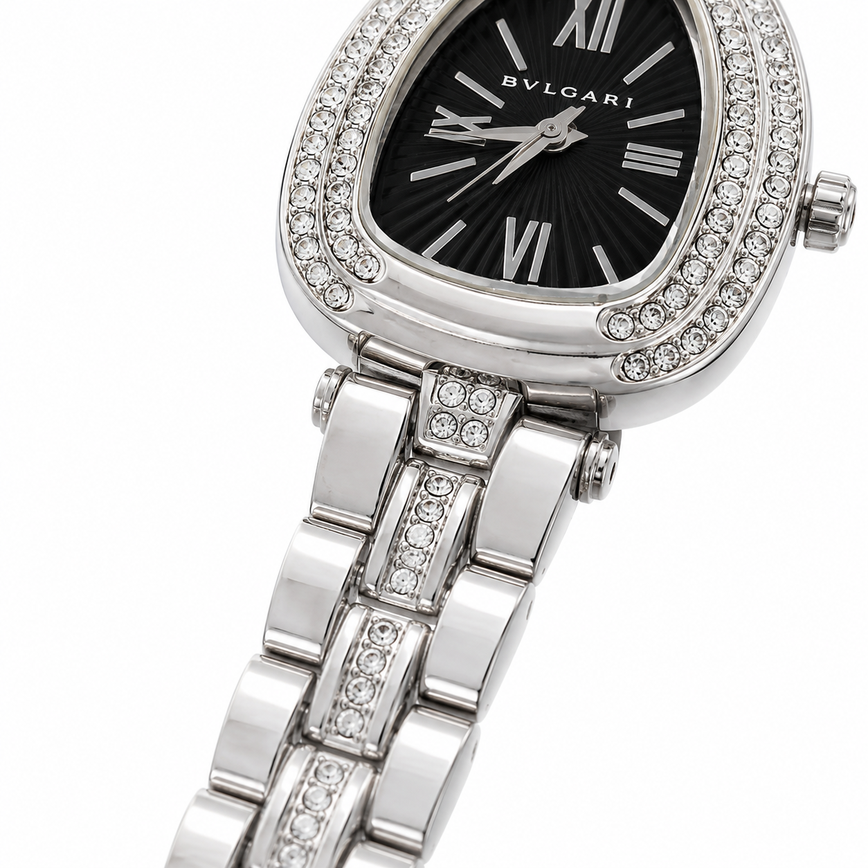 Noir Crystal Oval Silver Watch