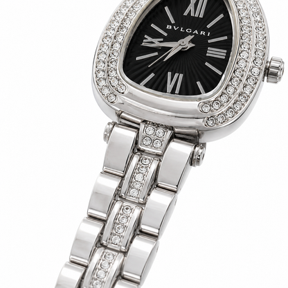Noir Crystal Oval Silver Watch