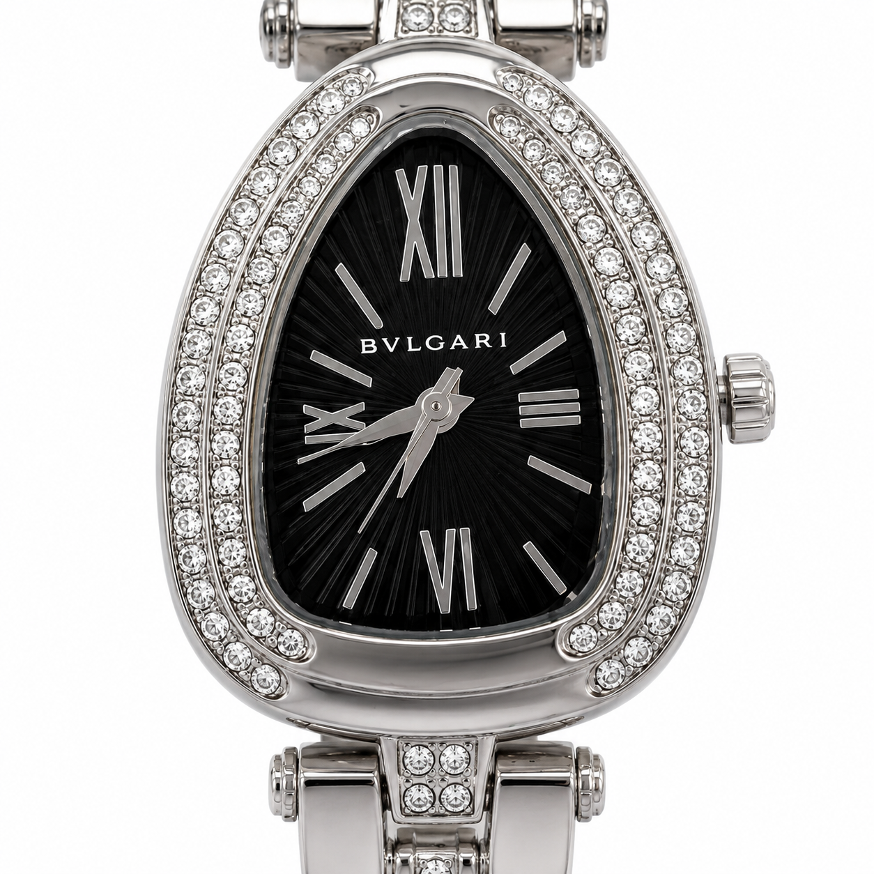 Noir Crystal Oval Silver Watch