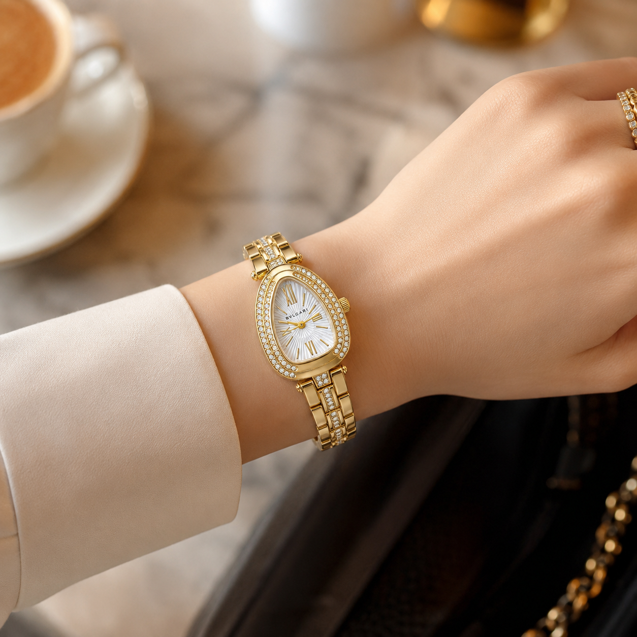 Luna Crystal Oval Gold Watch