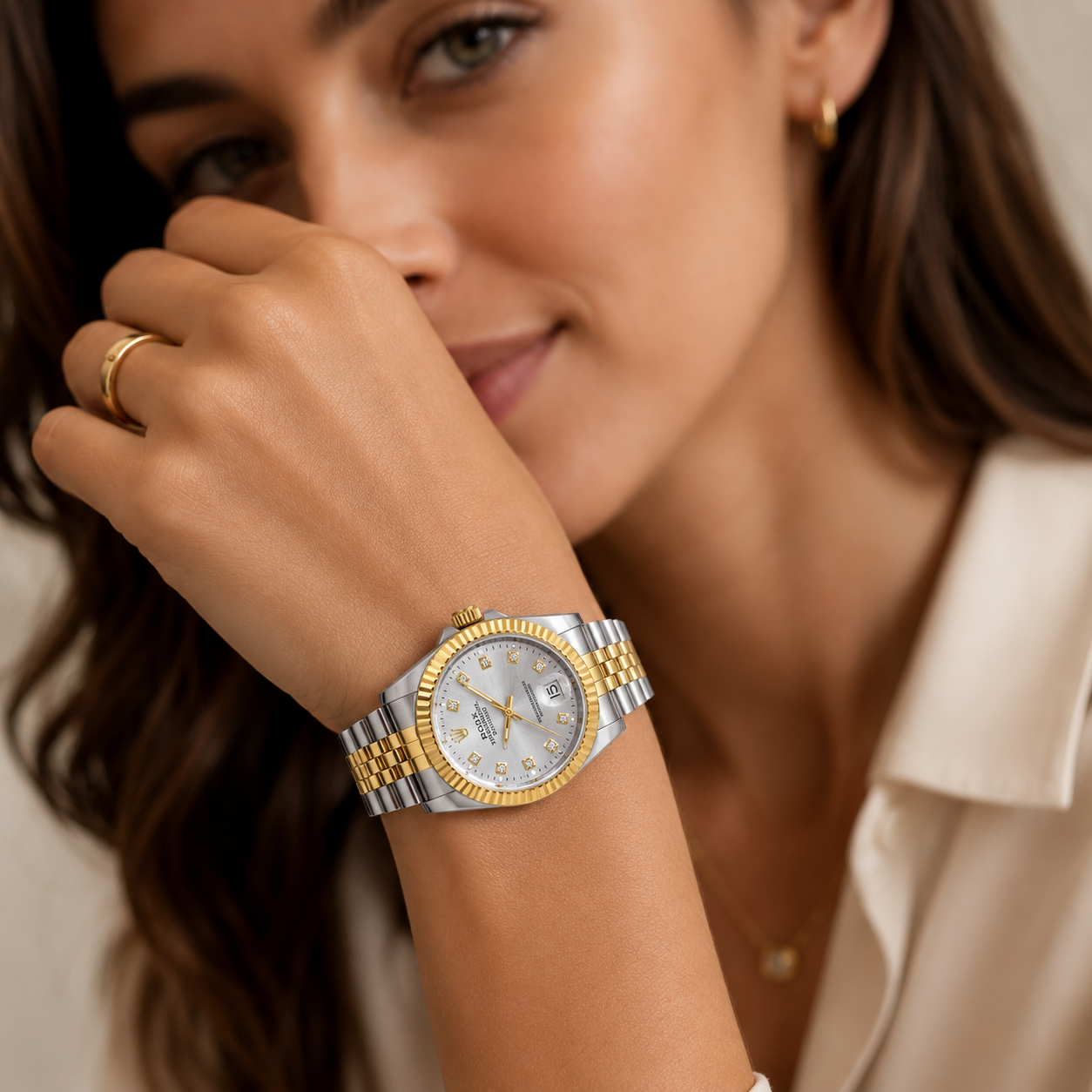 Rolex Datejust Two-Tone Diamond Dial Watch