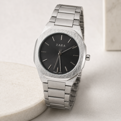 Zara Noir Octa Steel Watch