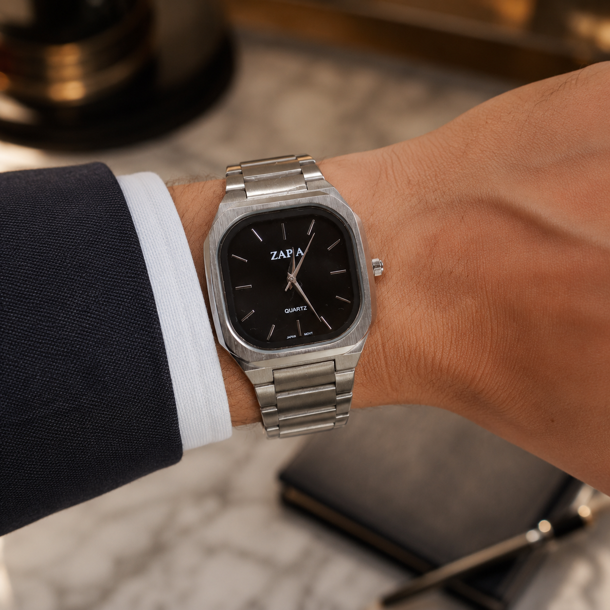 ZAPA Obsidian Square Steel Watch