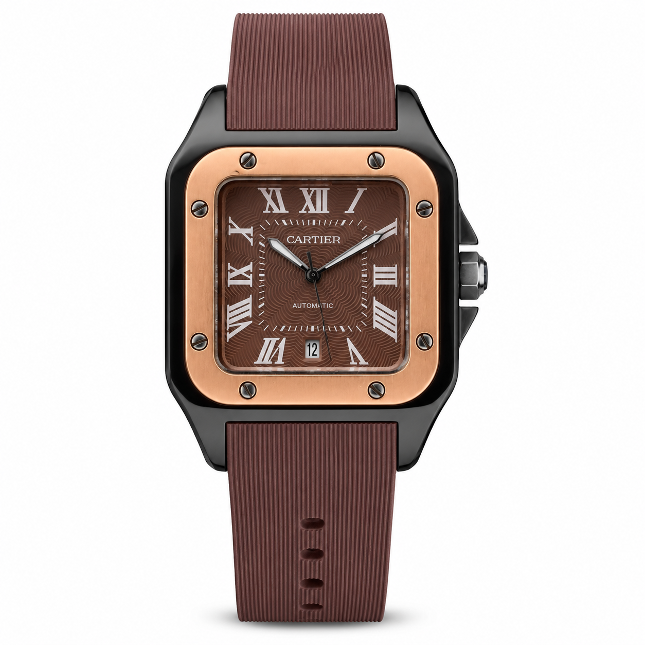 Cartier Santos Rubber Strap - Brown