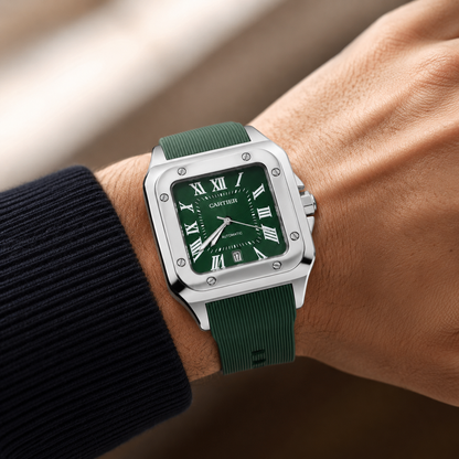 Cartier Santos Rubber Strap - Deep Green