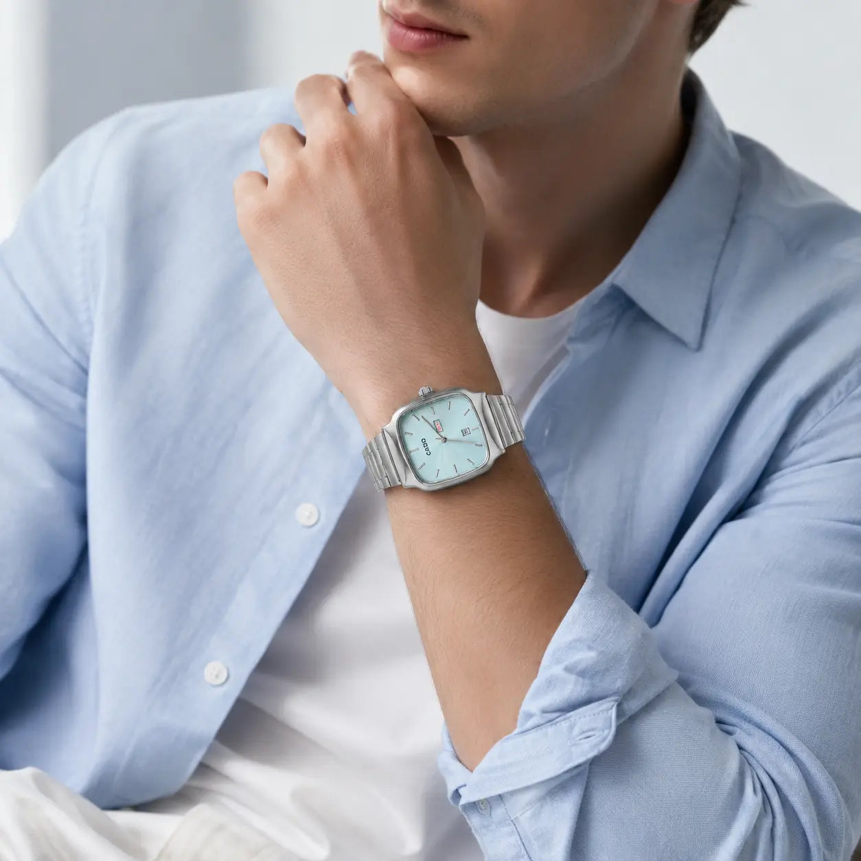 Casio Classic Square Analog Watch - Sky blue