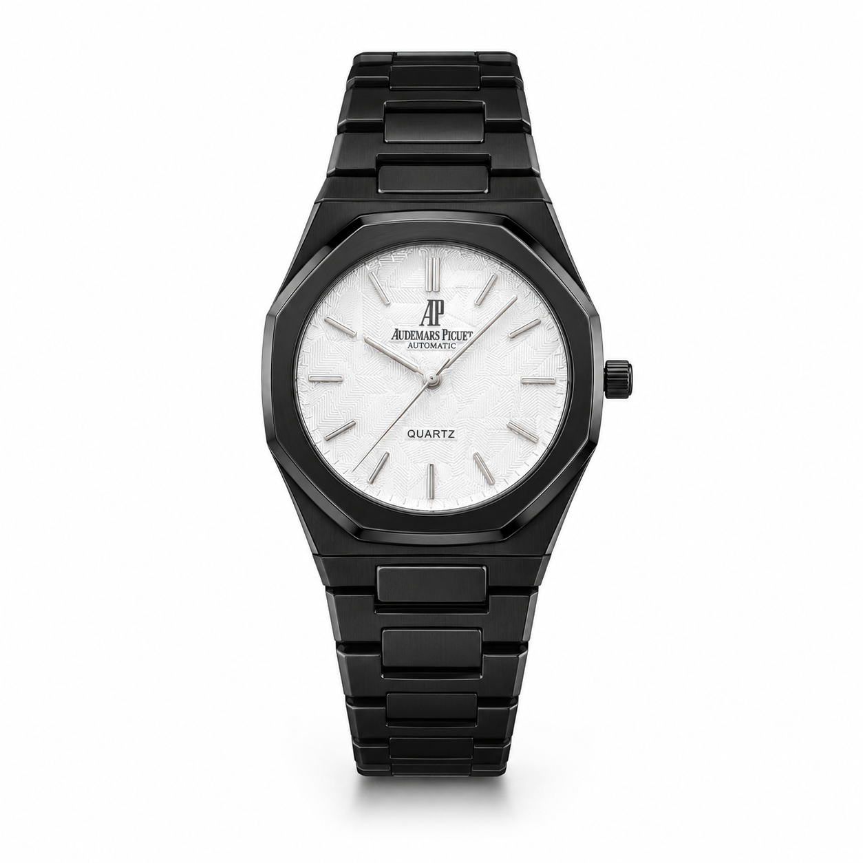 Audemars Piguet Royal Oak Black Steel Watch - White Dial