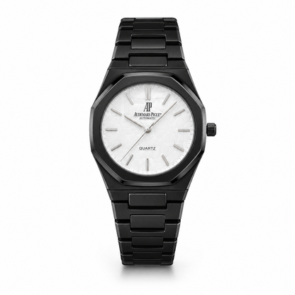 Audemars Piguet Royal Oak Black Steel Watch - White Dial