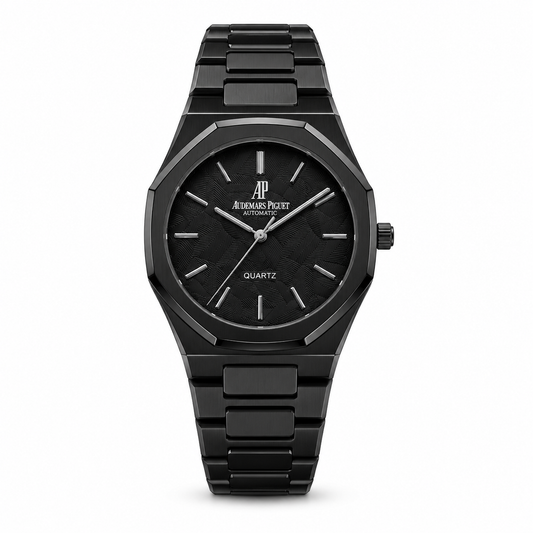 Audemars Piguet Royal Oak Black Steel Watch - Black Dial