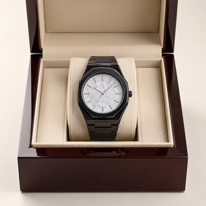 Audemars Piguet Royal Oak Black Steel Watch - White Dial
