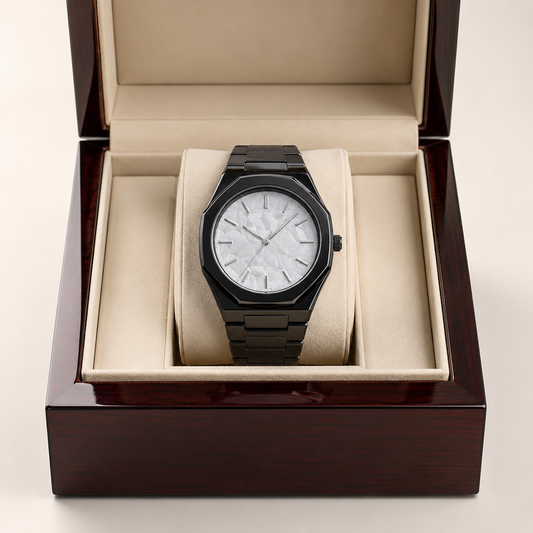 Audemars Piguet Royal Oak Black Steel Watch - White Dial