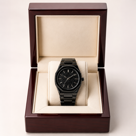 Audemars Piguet Royal Oak Black Steel Watch - Black Dial