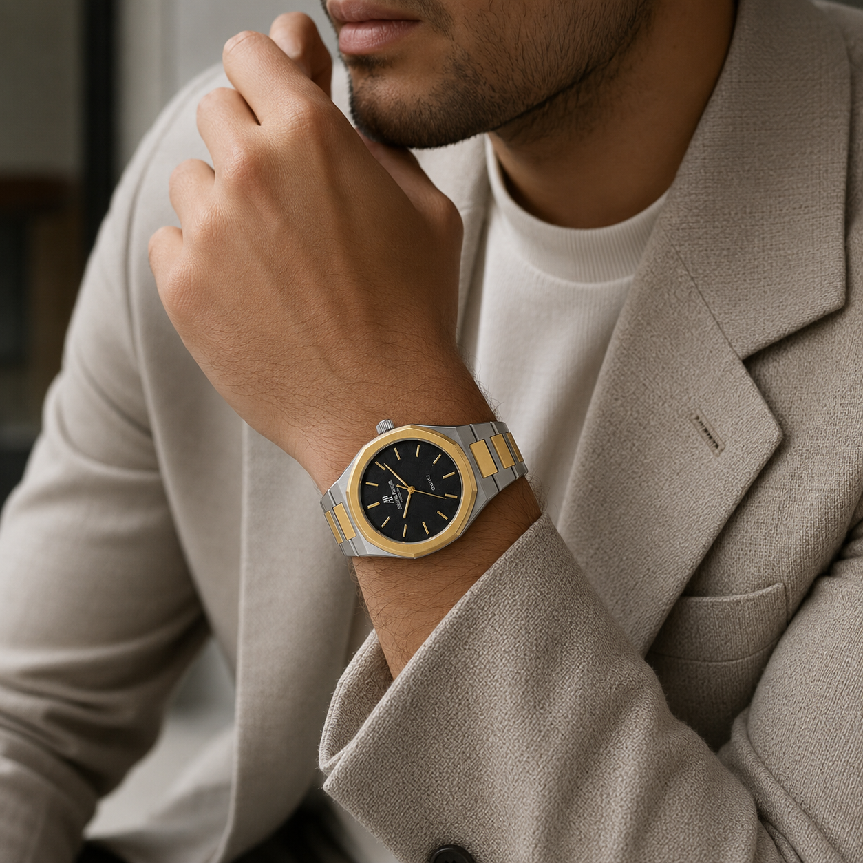 Audemars Piguet Royal Oak Two-Tone Quartz Watch - Black Dial