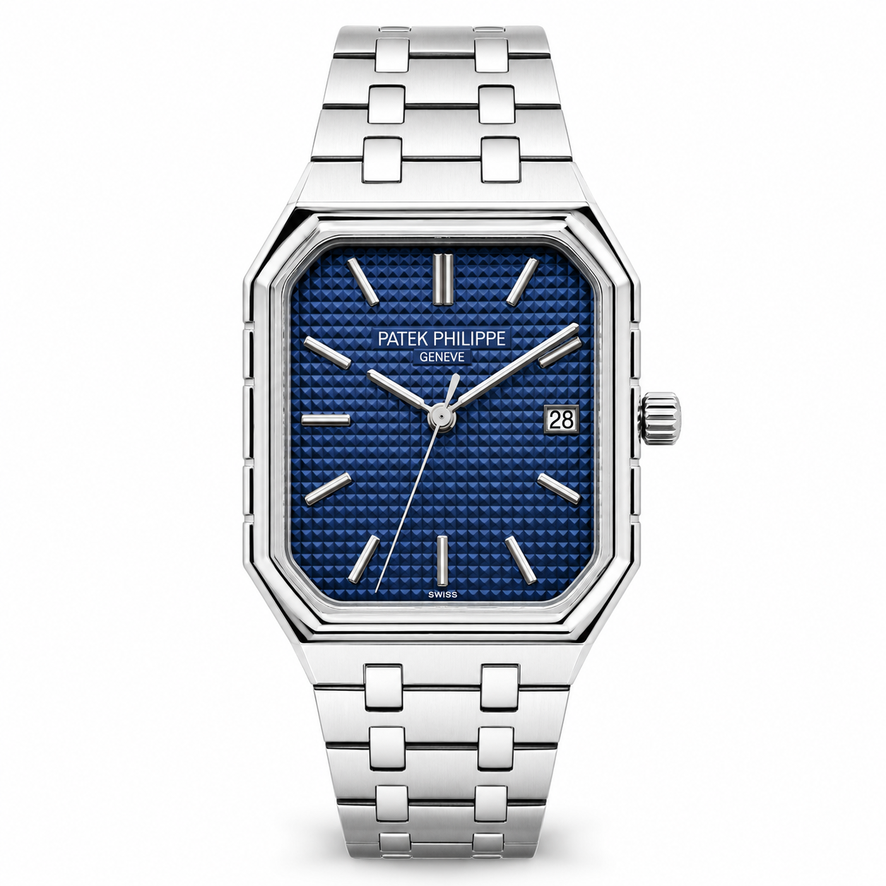 Patek Philippe Inspired Square Steel Watch – Blue Dial