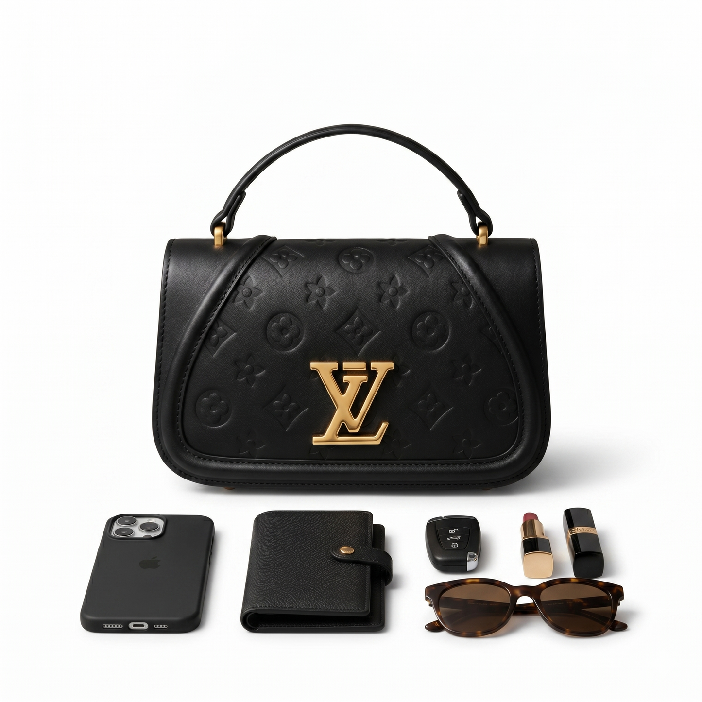 Louis Vuitton Monogram Embossed Cross & Top Handle Bag