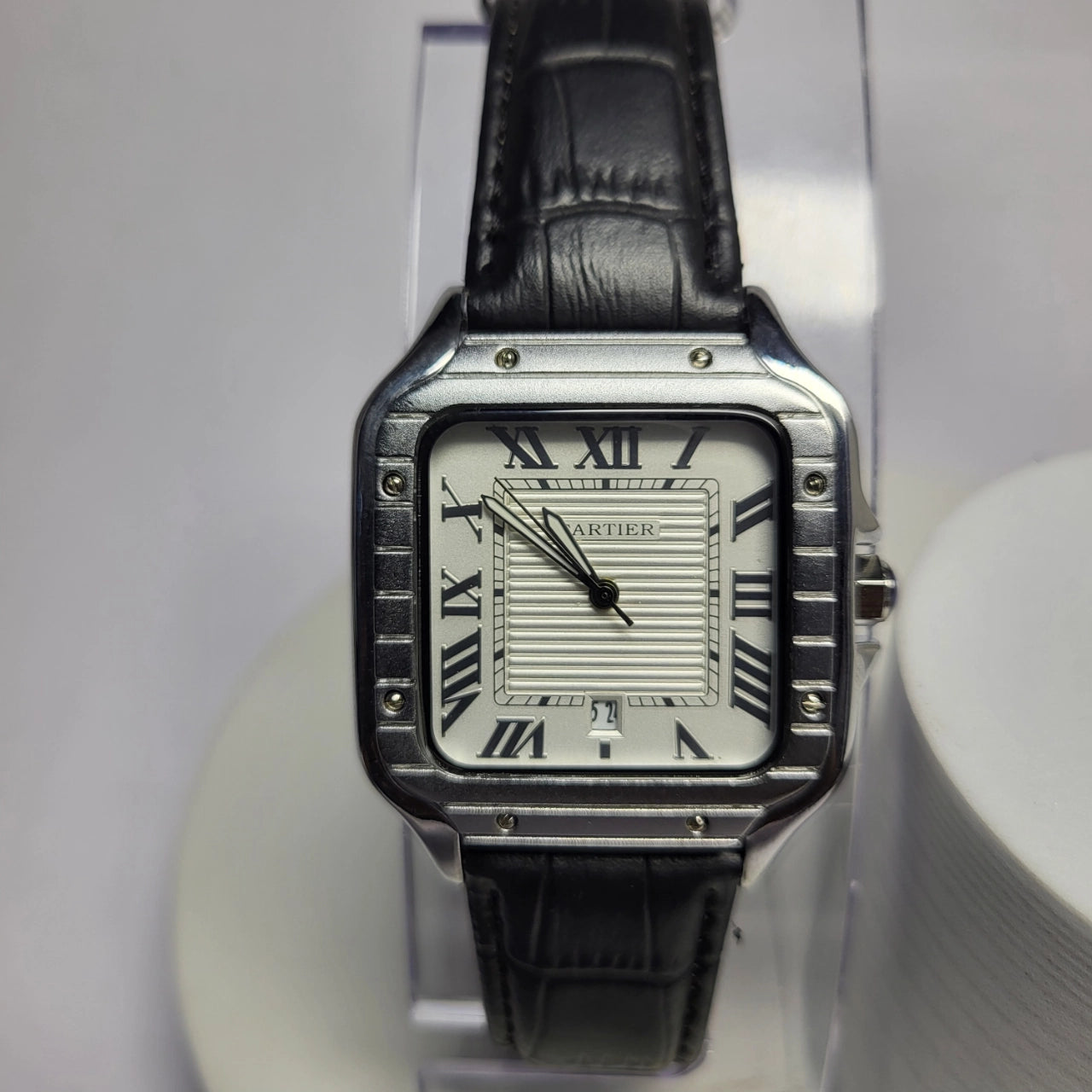 Cartier Santos Black Leather Watch